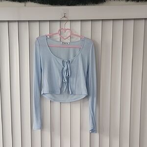 Princess Polly Light Blue Long Sleeve Tie-Front Top